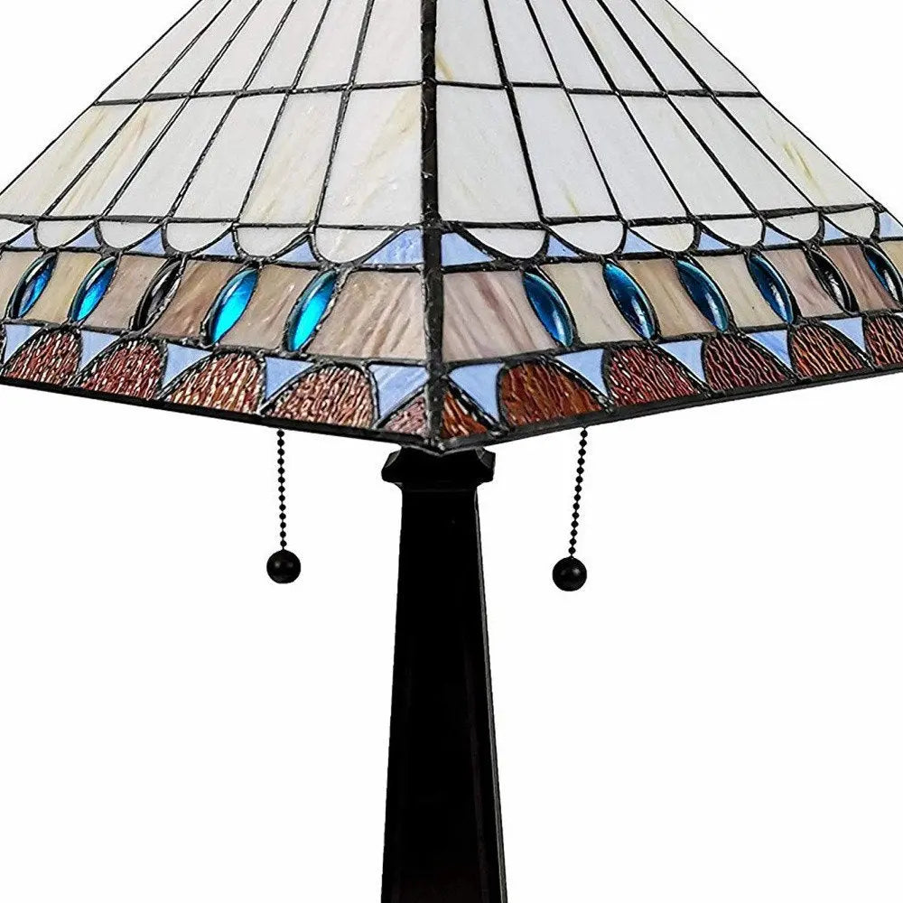 22" Dark Brown Metal Two Light Candlestick Table Lamp With Off White Empire Shade HomeRoots