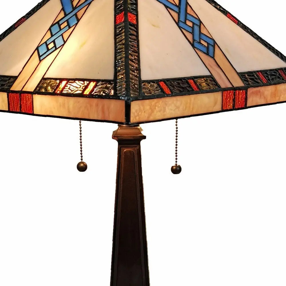 22" Dark Brown Metal Two Light Candlestick Table Lamp With Off White Empire Shade HomeRoots