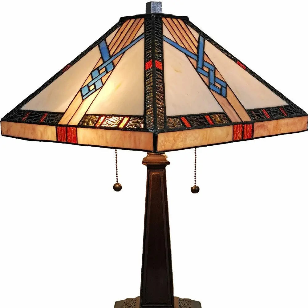 22" Dark Brown Metal Two Light Candlestick Table Lamp With Off White Empire Shade HomeRoots