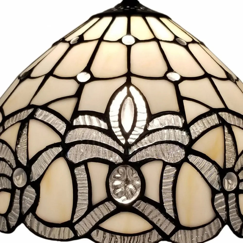 19" Dark Brown Metal Candlestick Table Lamp With White Dome Shade HomeRoots