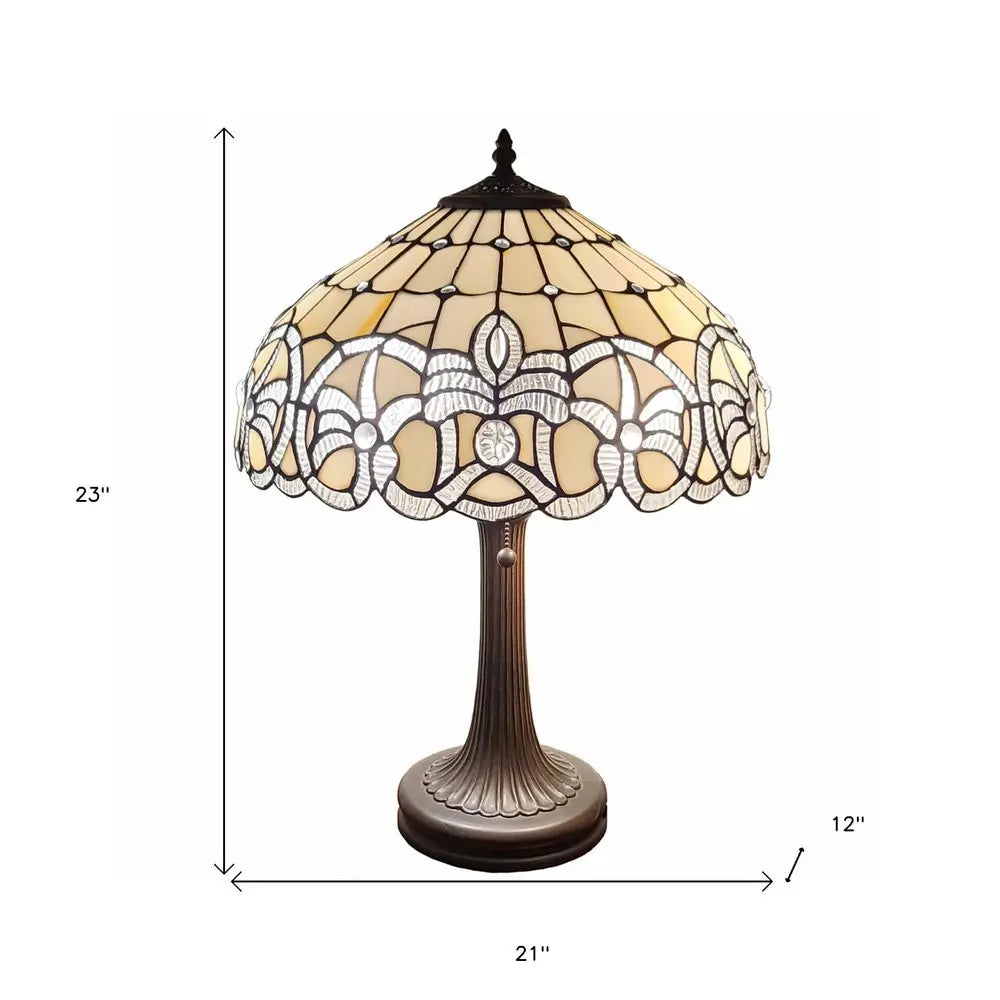 23" Dark Brown Metal Two Light Candlestick Table Lamp With White Shade HomeRoots