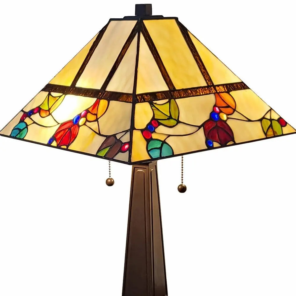 22" Dark Brown Metal Two Light Candlestick Table Lamp With White Shade HomeRoots