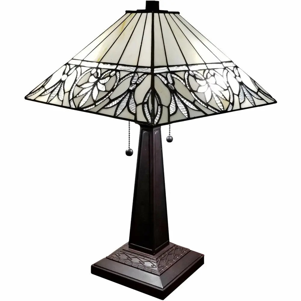 22" Dark Brown Metal Two Light Candlestick Table Lamp With White Shade HomeRoots