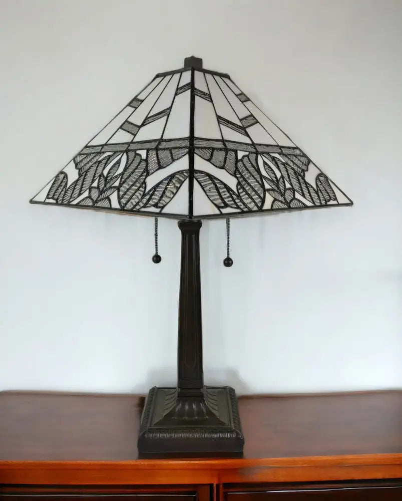 22" Dark Brown Metal Two Light Candlestick Table Lamp With White Shade HomeRoots