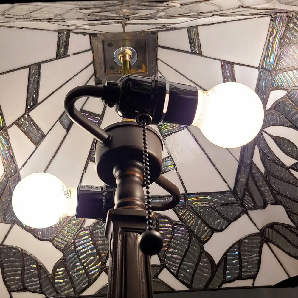 22" Dark Brown Metal Two Light Candlestick Table Lamp With White Shade HomeRoots