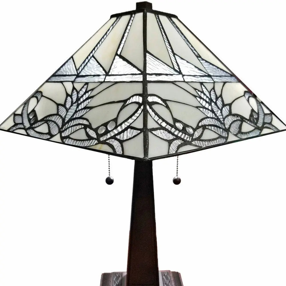 22" Dark Brown Metal Two Light Candlestick Table Lamp With White Empire Shade HomeRoots