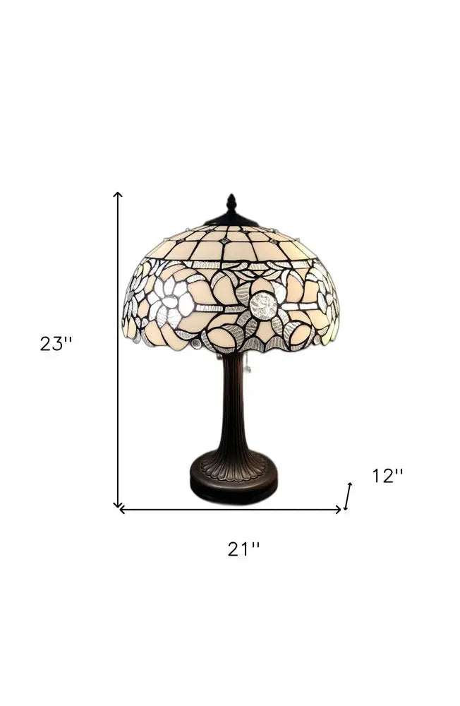 23" Dark Brown Metal Two Light Candlestick Table Lamp With White Shade HomeRoots