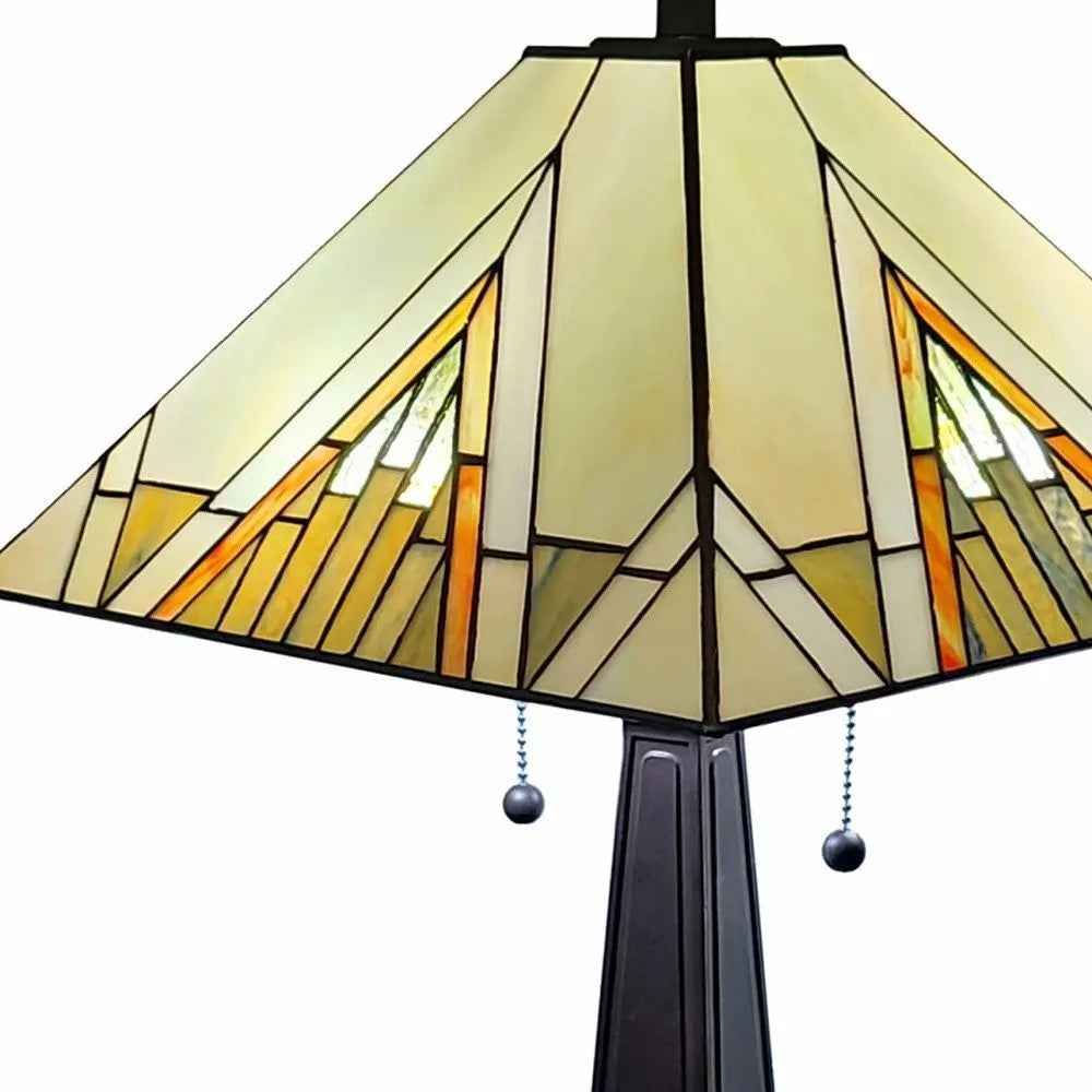 22" Dark Brown Metal Two Light Candlestick Table Lamp With Beige Shade HomeRoots