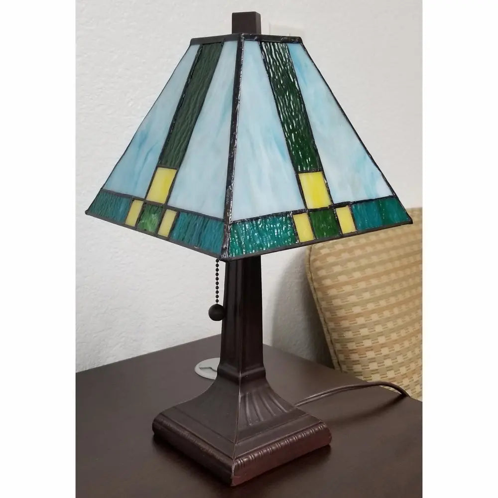 15" Dark Brown Metal Candlestick Table Lamp With Green Shade HomeRoots