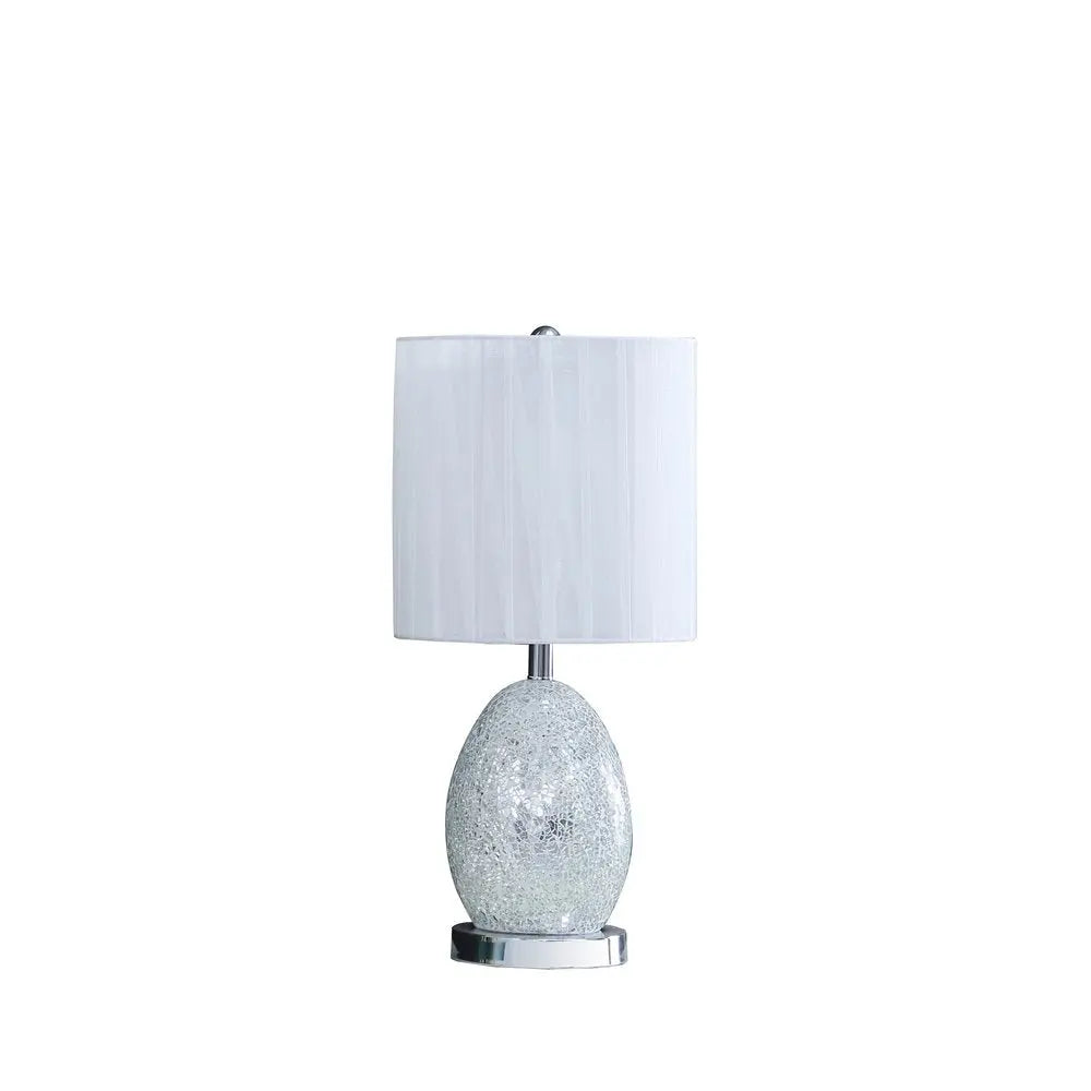20" White Luster Mirrored Glass Table Lamp With Night Light HomeRoots