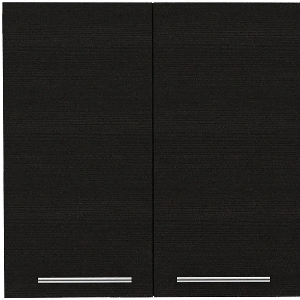 47" Black Wood Wall Mounted Accent Cabinet With Four Doors HomeRoots