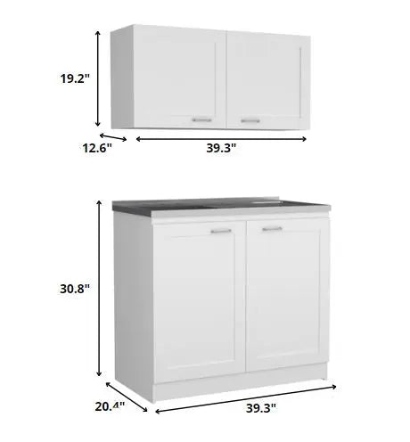 42" Black and White Wood Accent Cabinet Set With Four Doors HomeRoots