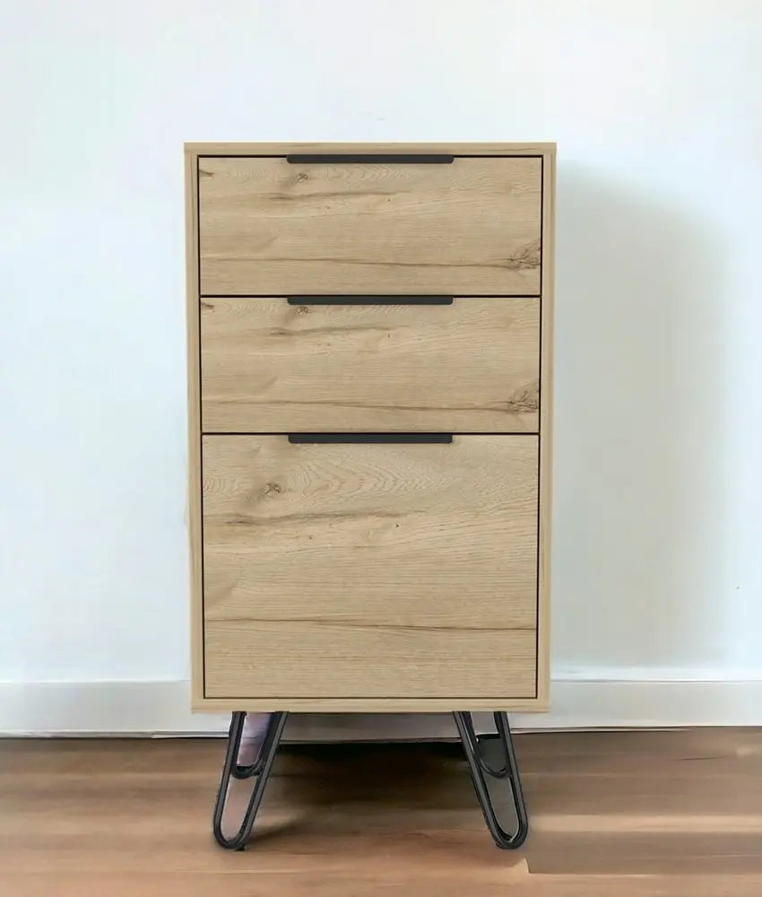 18" Brown and Black Three Drawer Standard Chest HomeRoots