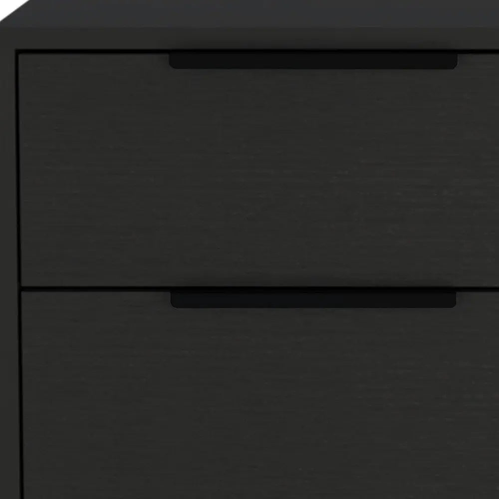 22" Black Wood Two Drawer Nightstand HomeRoots