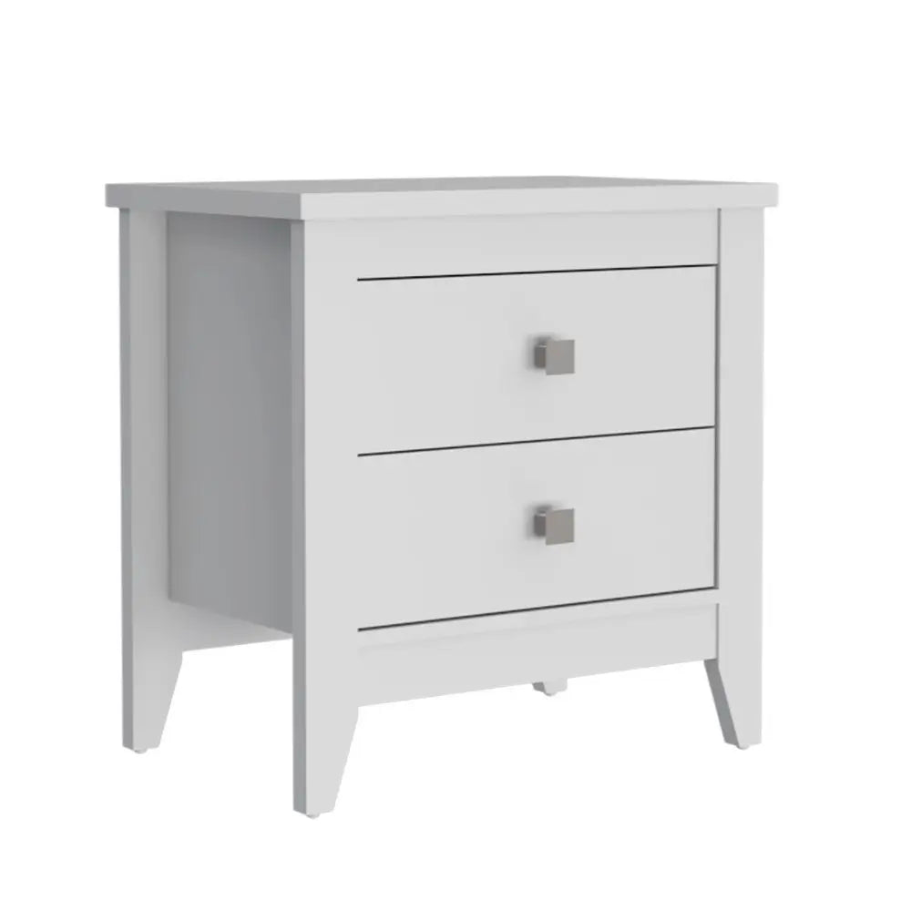 24" White Wood Two Drawer Nightstand HomeRoots