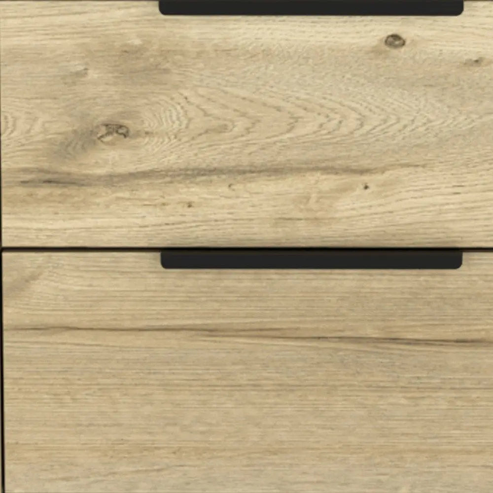 22" Oak Wood Two Drawer Nightstand HomeRoots