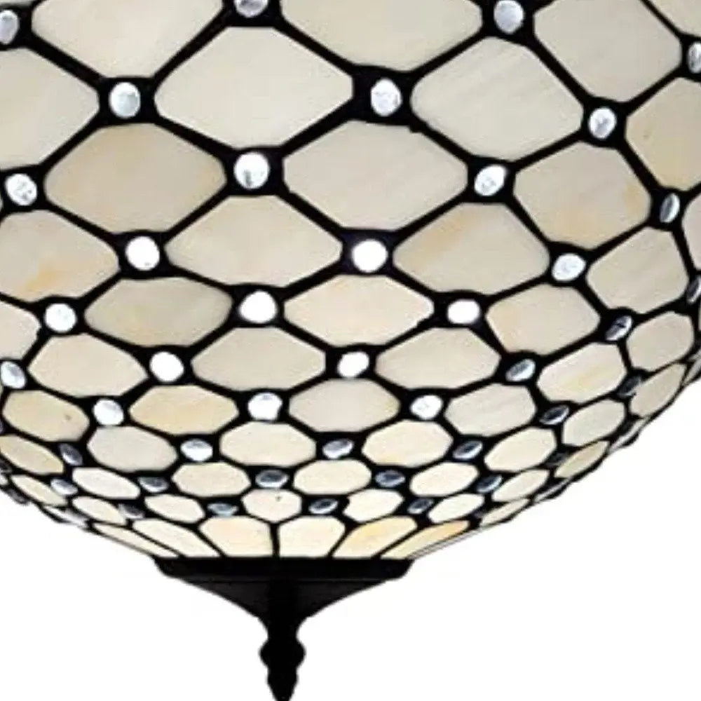 Black and White Tiffany Style Two Light Semi Flush Ceiling Lamp HomeRoots