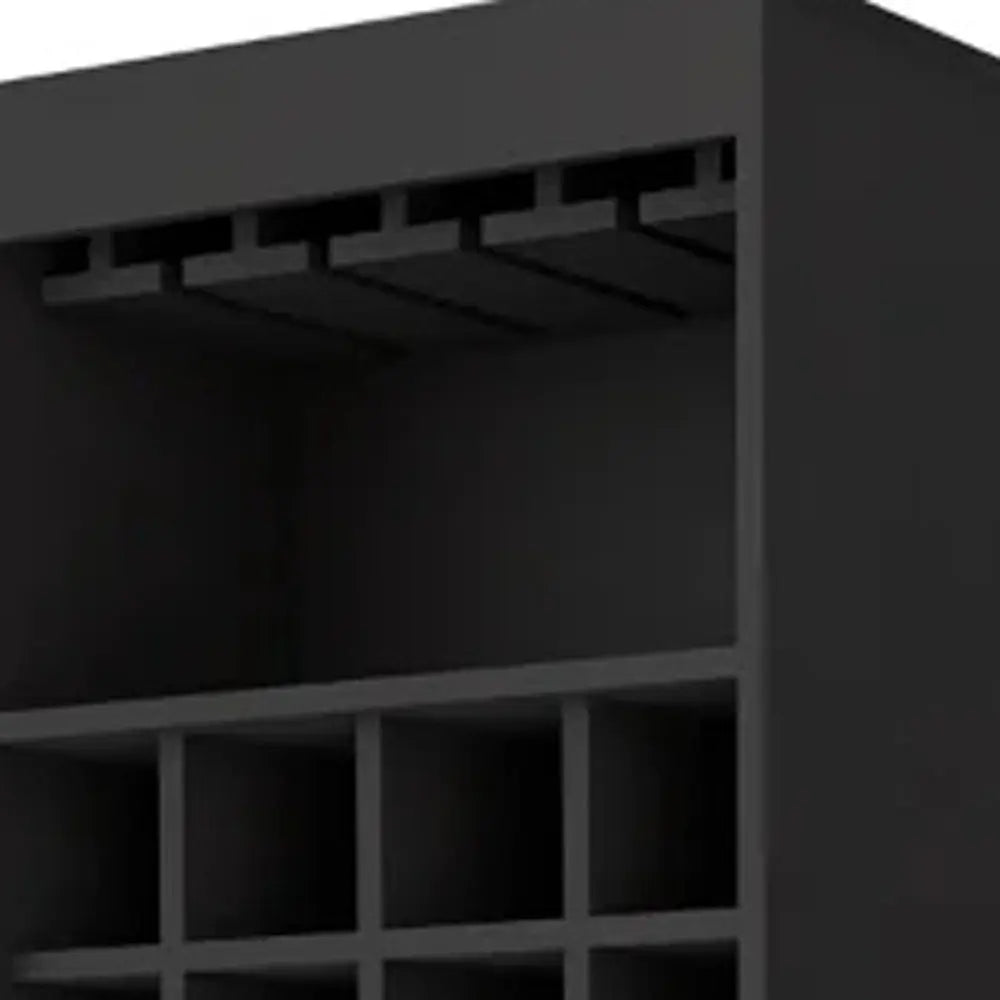 24" Black Bar Cabinet With Eighteen Shelves HomeRoots
