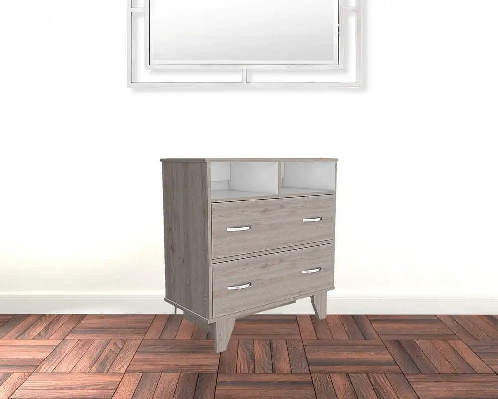 32" Black Manufactured Wood Two Drawer Dresser HomeRoots