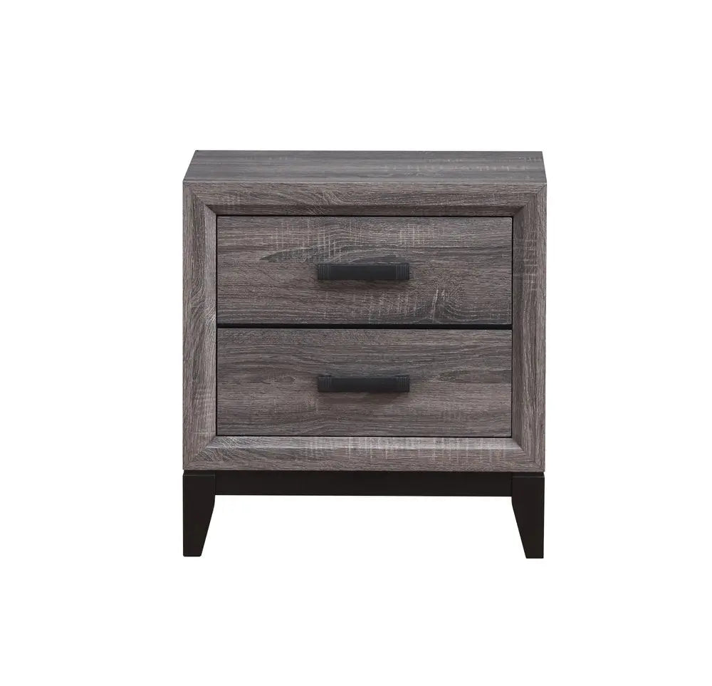 25" Gray Wood Two Drawer Nightstand HomeRoots