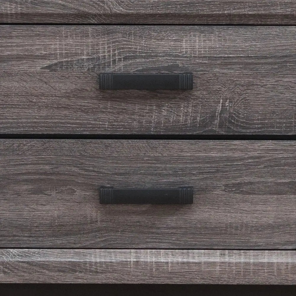 25" Gray Wood Two Drawer Nightstand HomeRoots