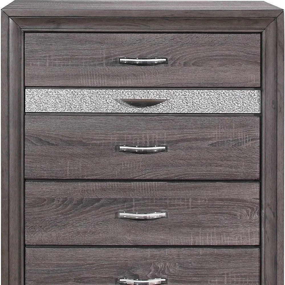 35" Grey Manufactured Wood Six Drawer Chest HomeRoots