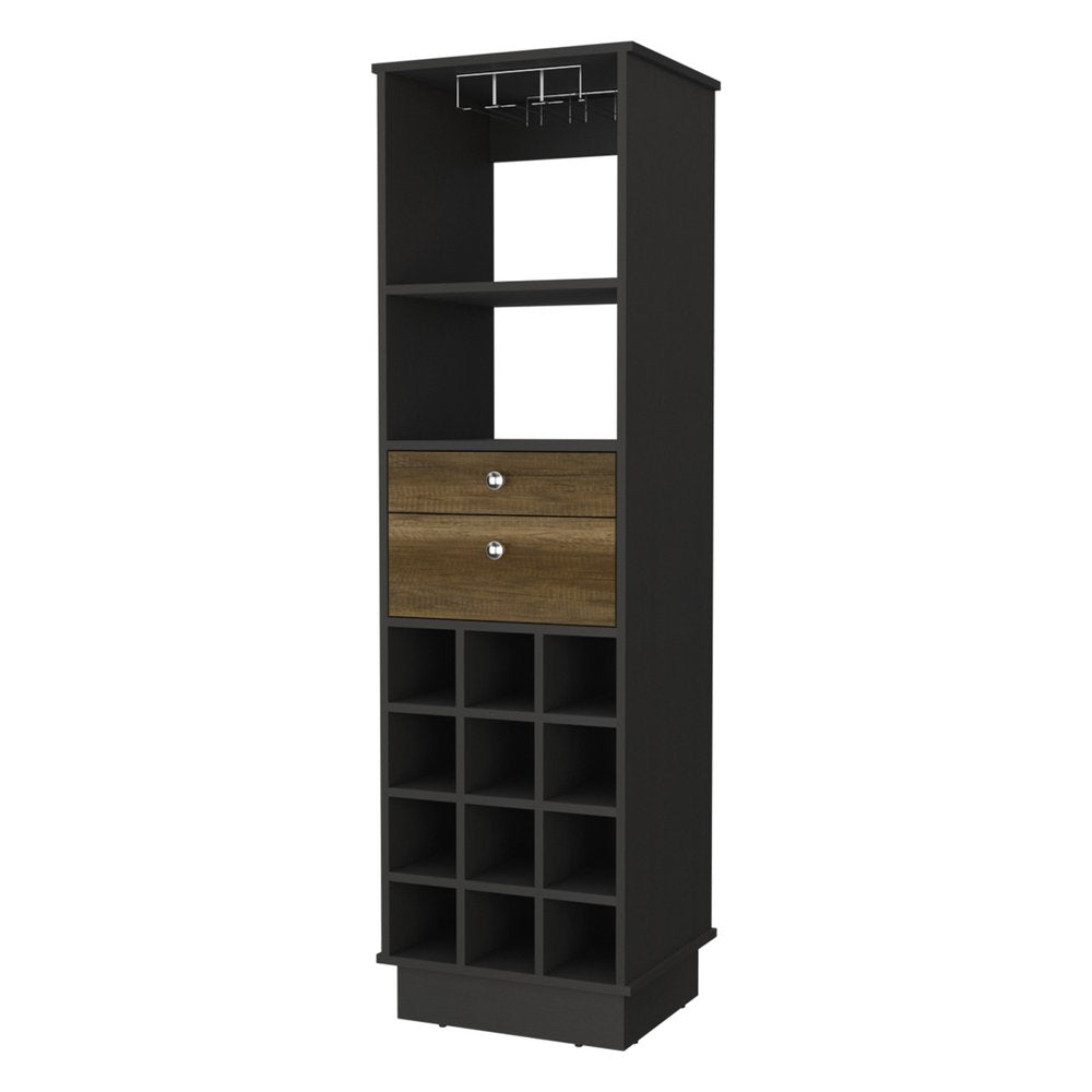 Mueble bar negro de 18" con dos cajones