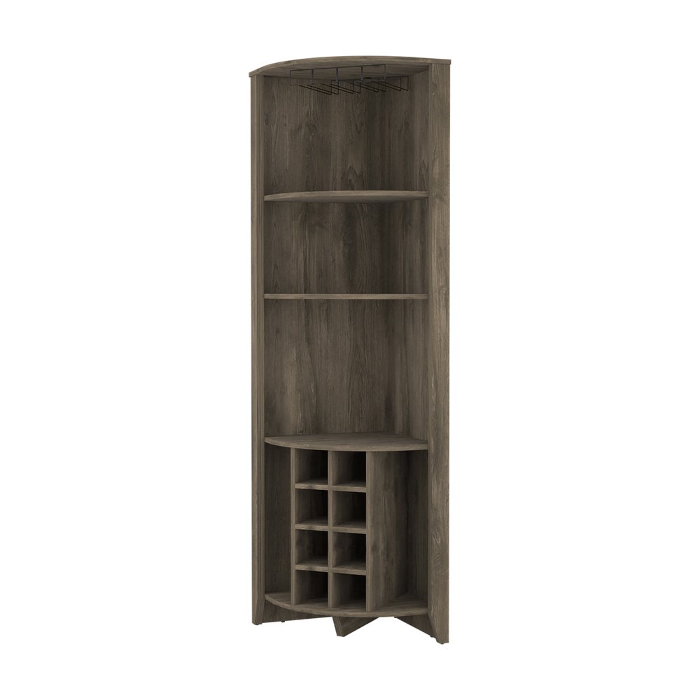 Mueble bar esquinero de madera marrón oscuro de 71"