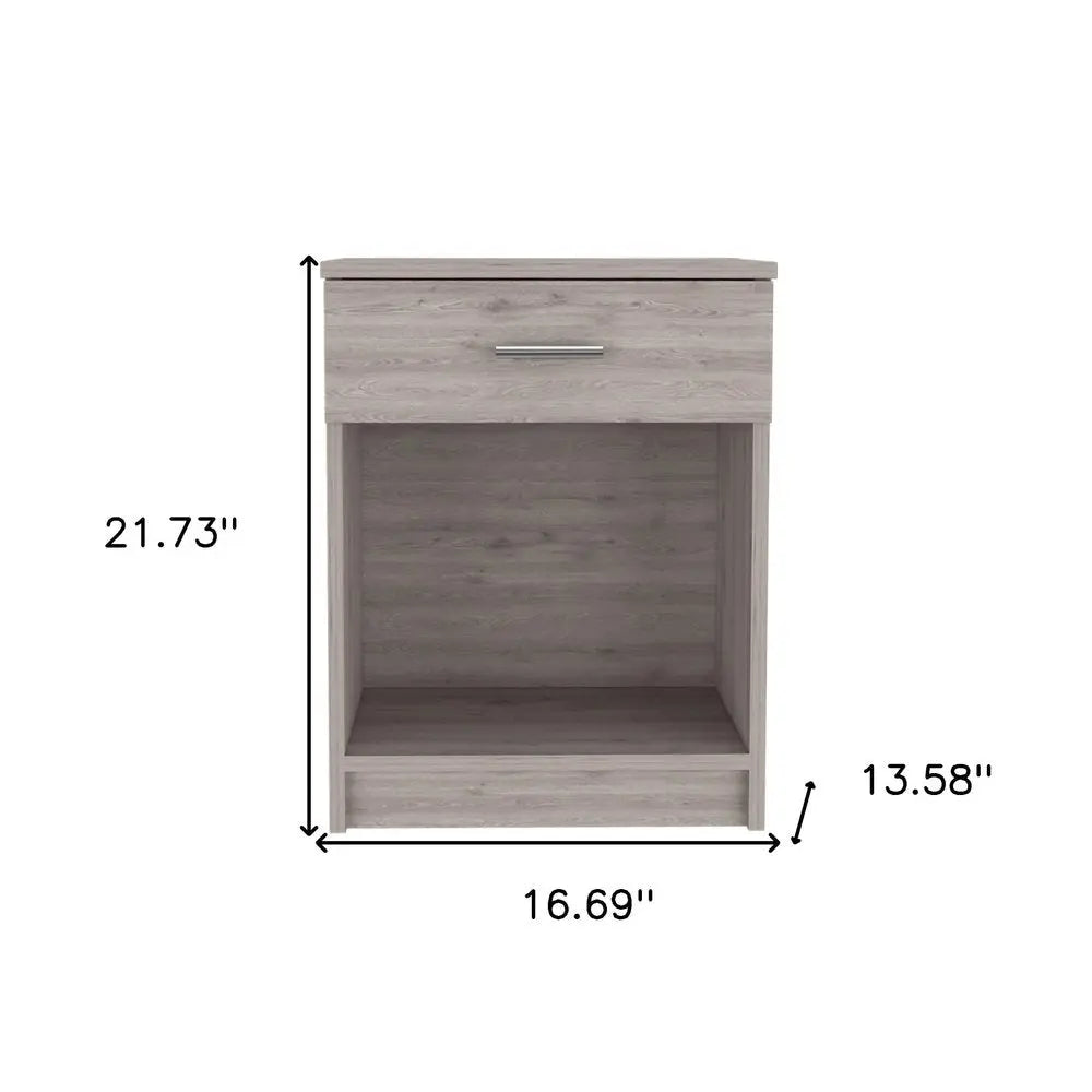 22" Light Gray Wood One Drawer Nightstand HomeRoots