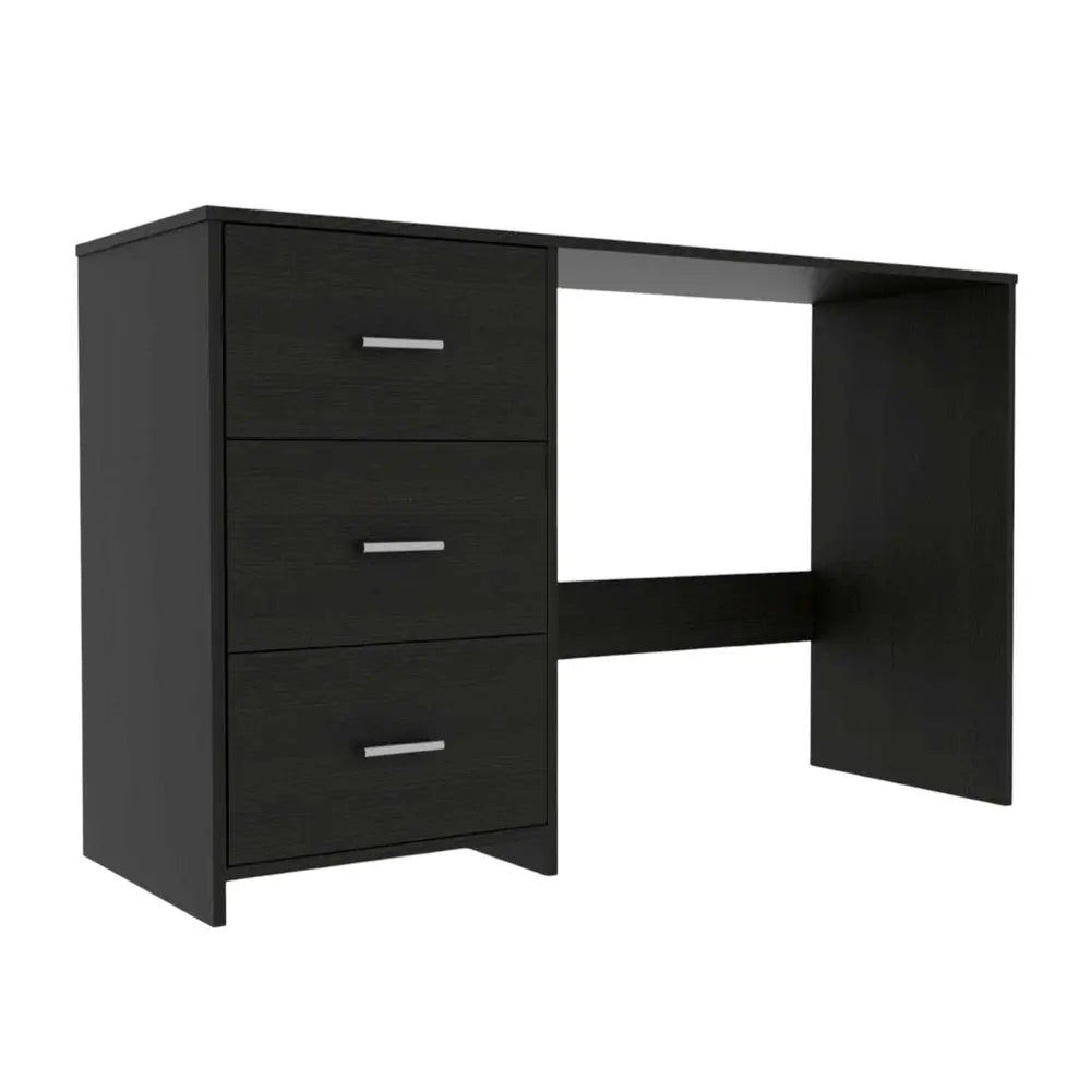 48" Black Computer Desk With Three Drawers HomeRoots
