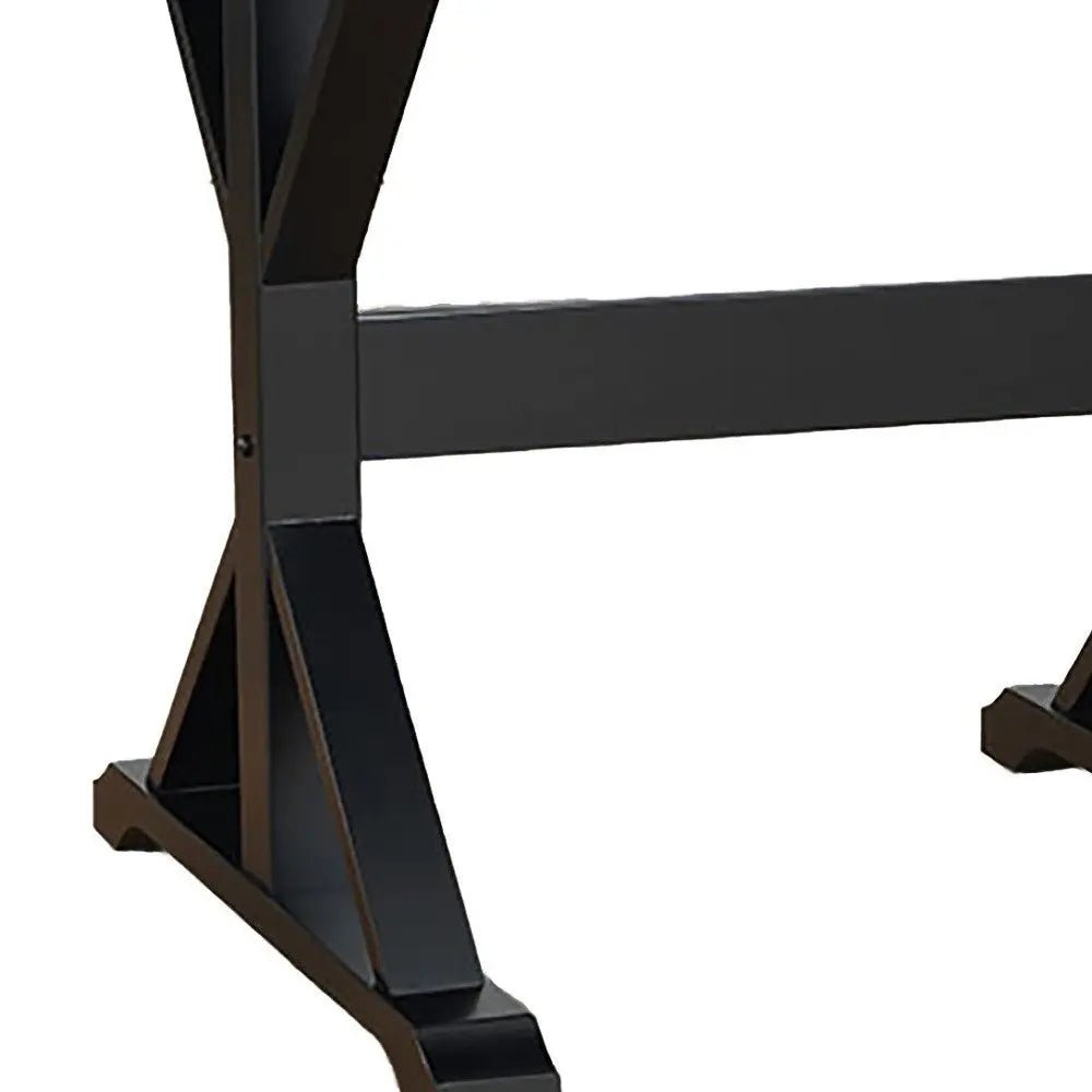 48" Black Solid Wood Trestle Writing Desk HomeRoots
