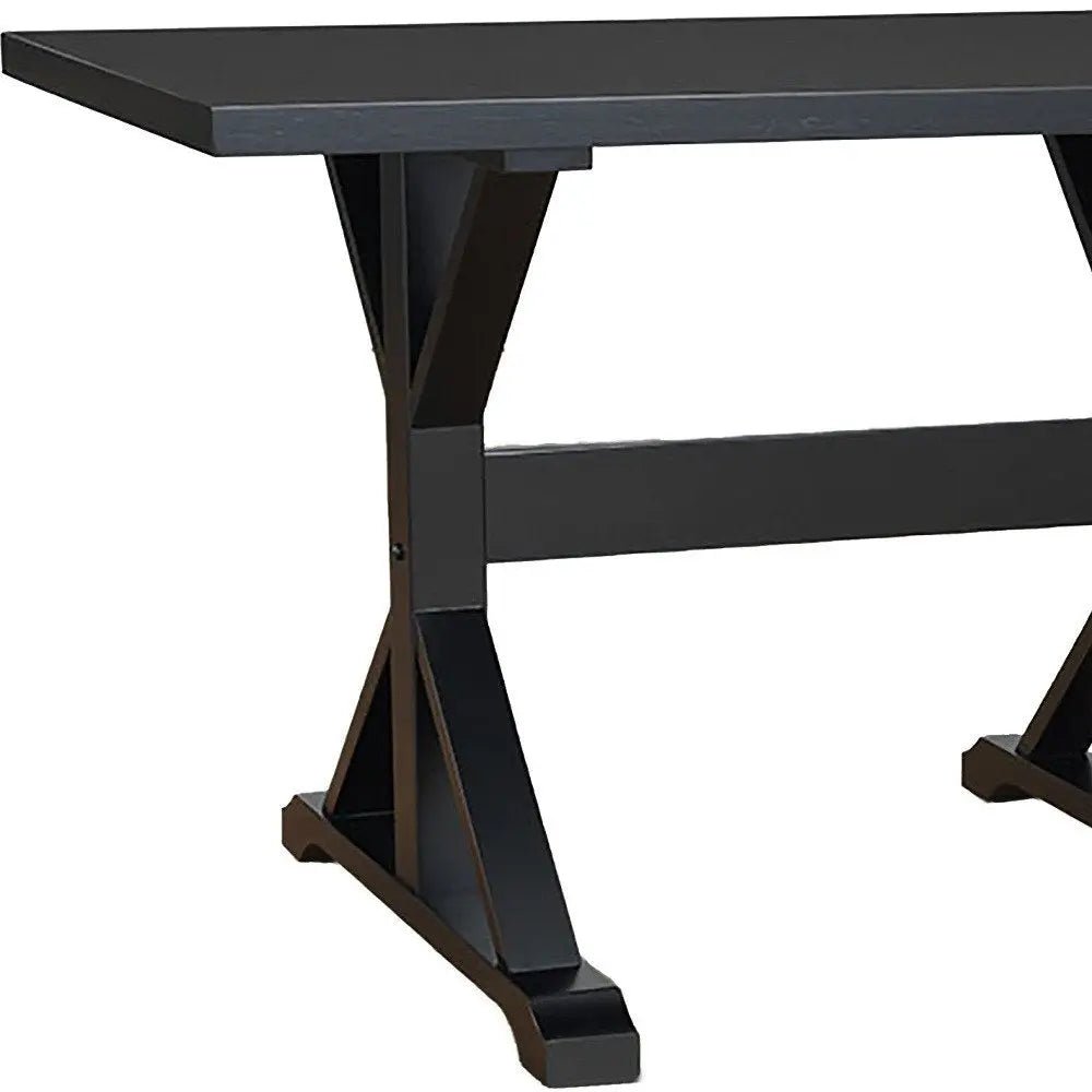 48" Black Solid Wood Trestle Writing Desk HomeRoots
