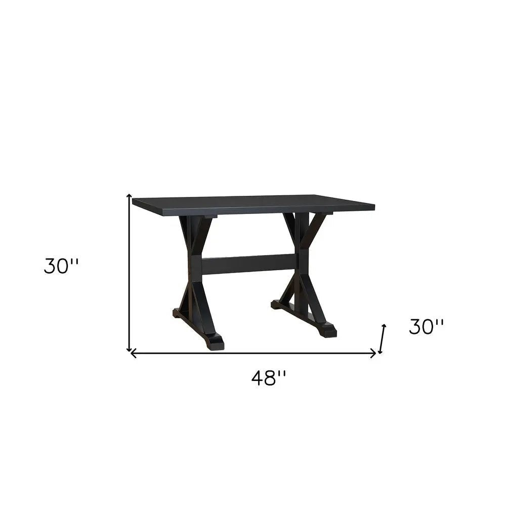 48" Black Solid Wood Trestle Writing Desk HomeRoots