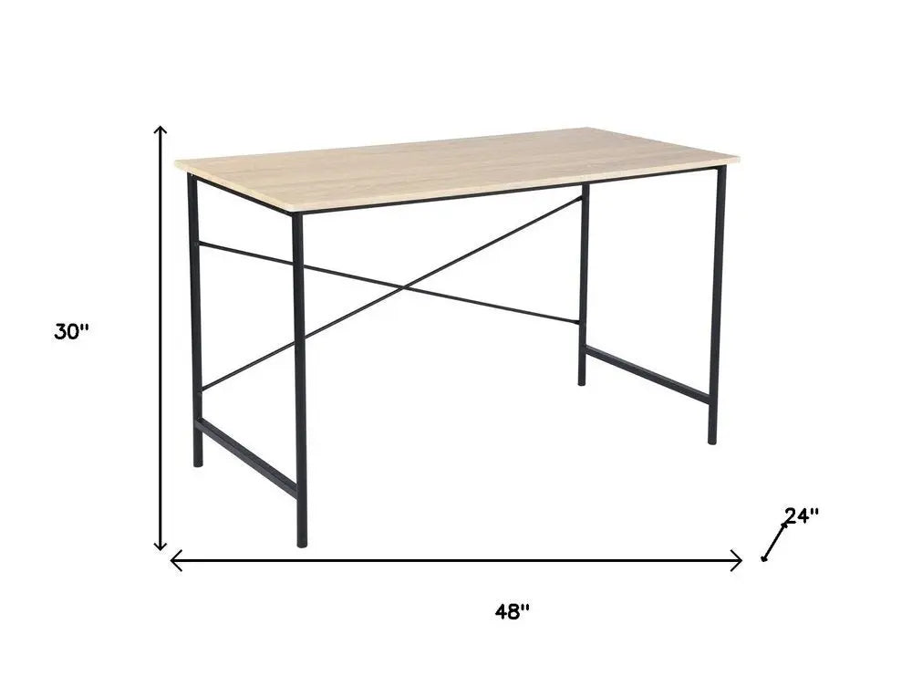 48" Brown and Black Wood Computer Desk - NOBLE HOME INTERIORS
