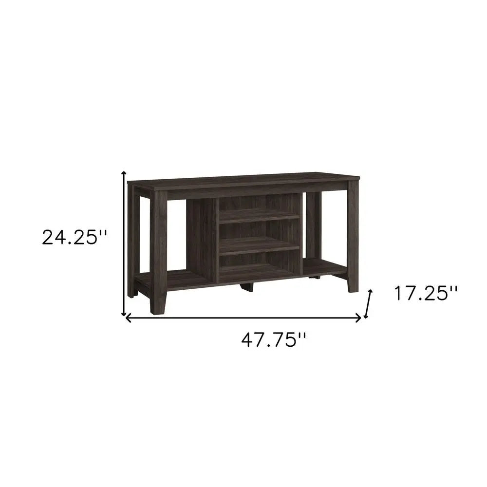 48" Brown Open Shelving TV Stand - NOBLE HOME INTERIORS