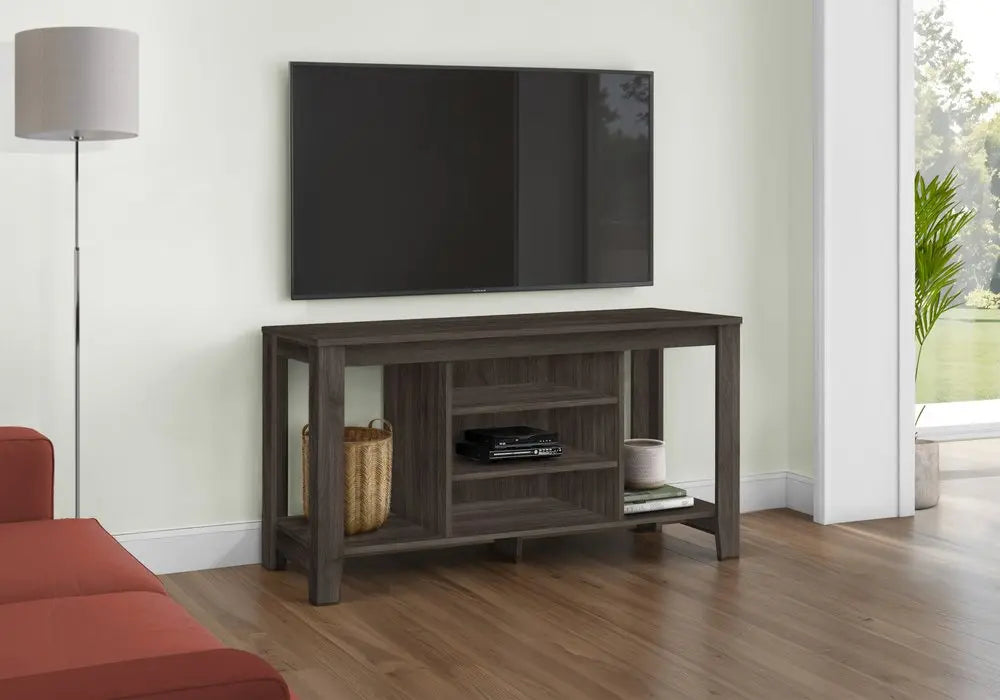 48" Brown Open Shelving TV Stand - NOBLE HOME INTERIORS