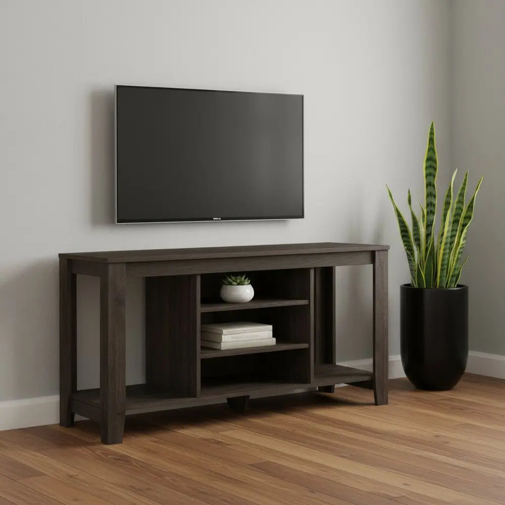 48" Brown Open Shelving TV Stand - NOBLE HOME INTERIORS
