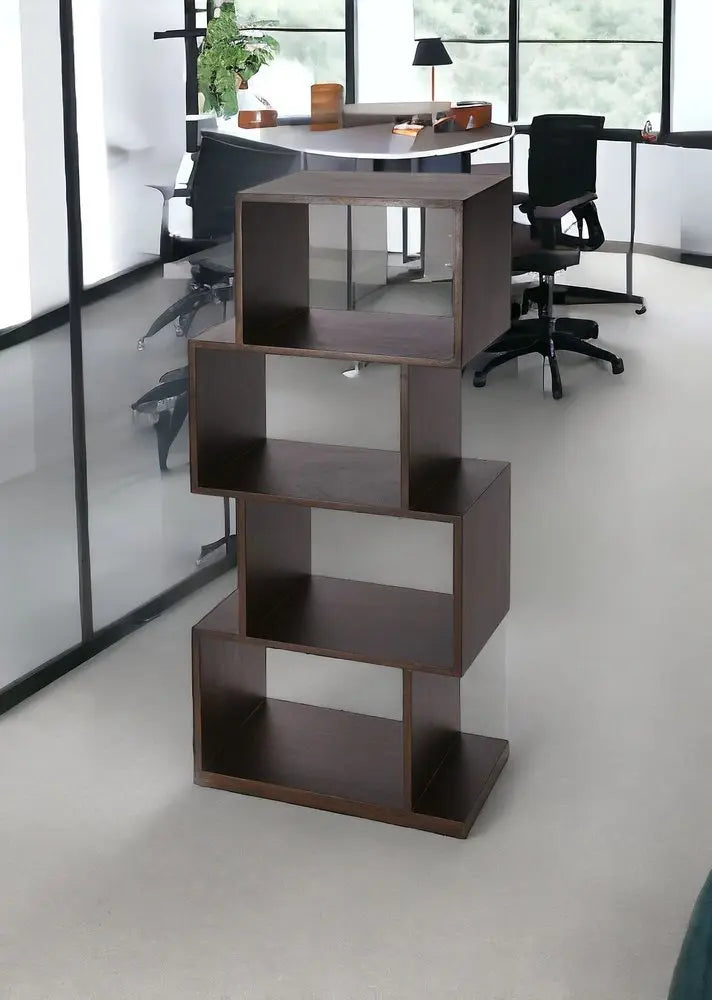 48" Dark Brown Wood Three Tier Bookcase - NOBLE HOME INTERIORS