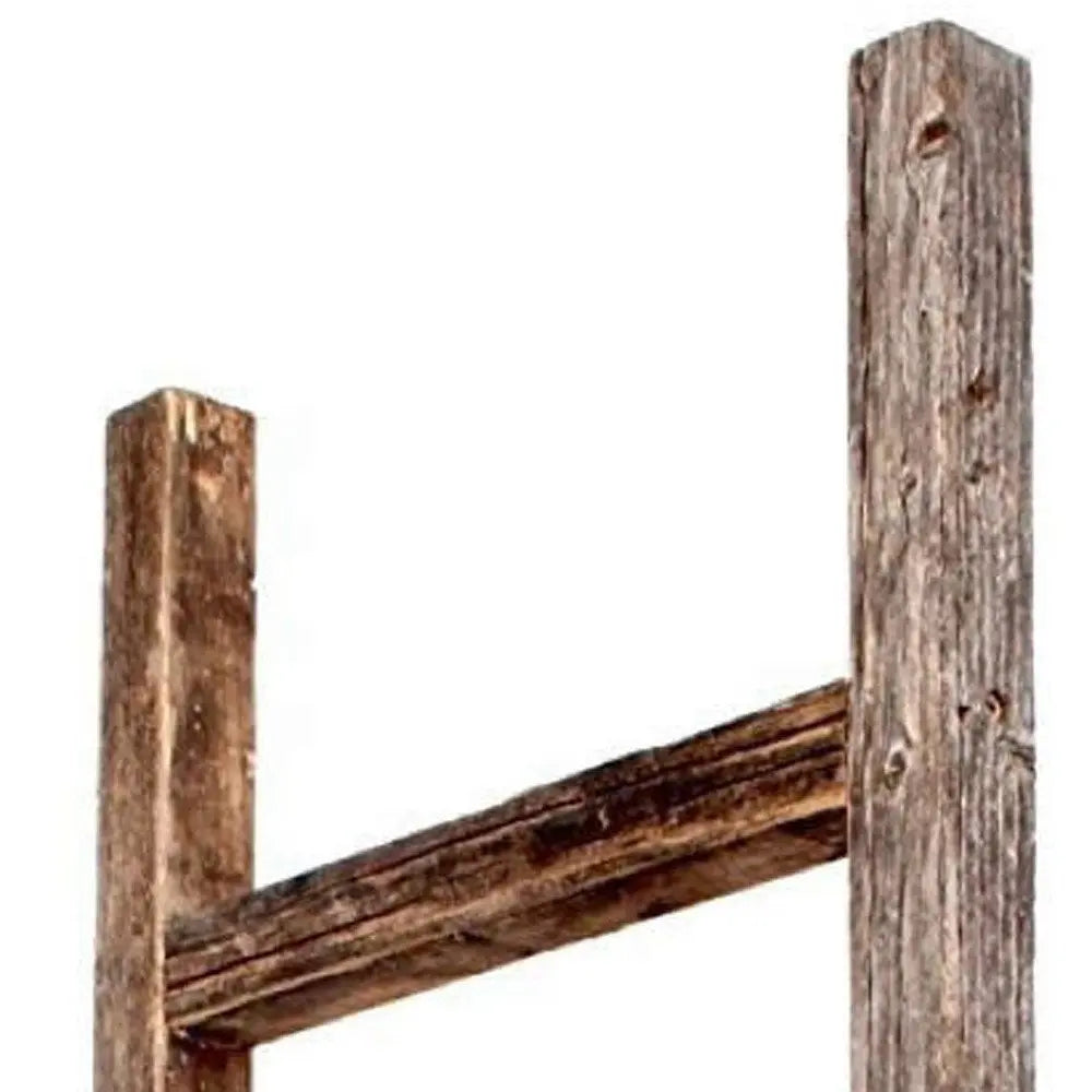 48" Gray Rustic Four Step Wood Ladder Shelf - NOBLE HOME INTERIORS