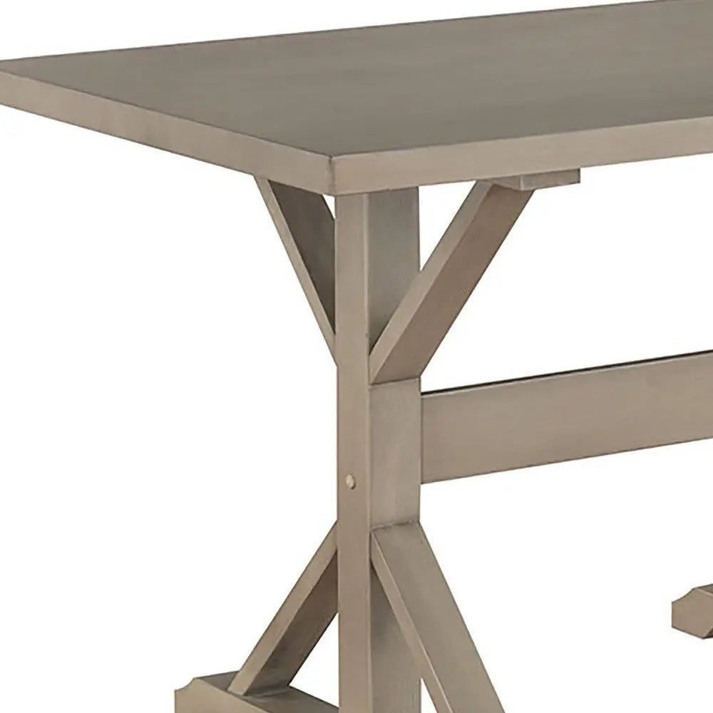 48" Gray Solid Wood Trestle Writing Desk HomeRoots