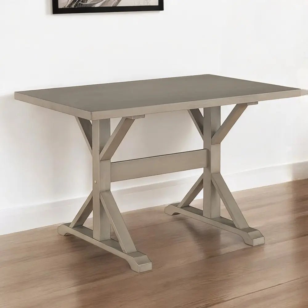 48" Gray Solid Wood Trestle Writing Desk HomeRoots
