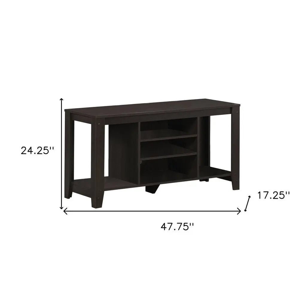 48" Taupe Wood Open Shelving TV Stand - NOVA HOME FURNITURE
