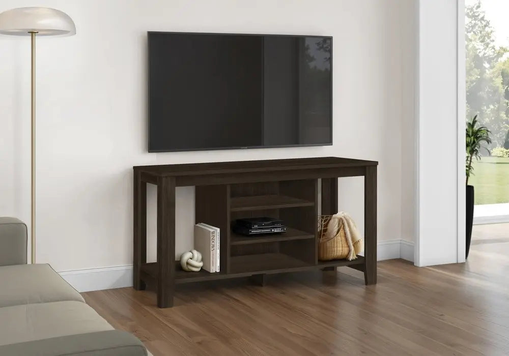 48" Taupe Wood Open Shelving TV Stand - NOVA HOME FURNITURE