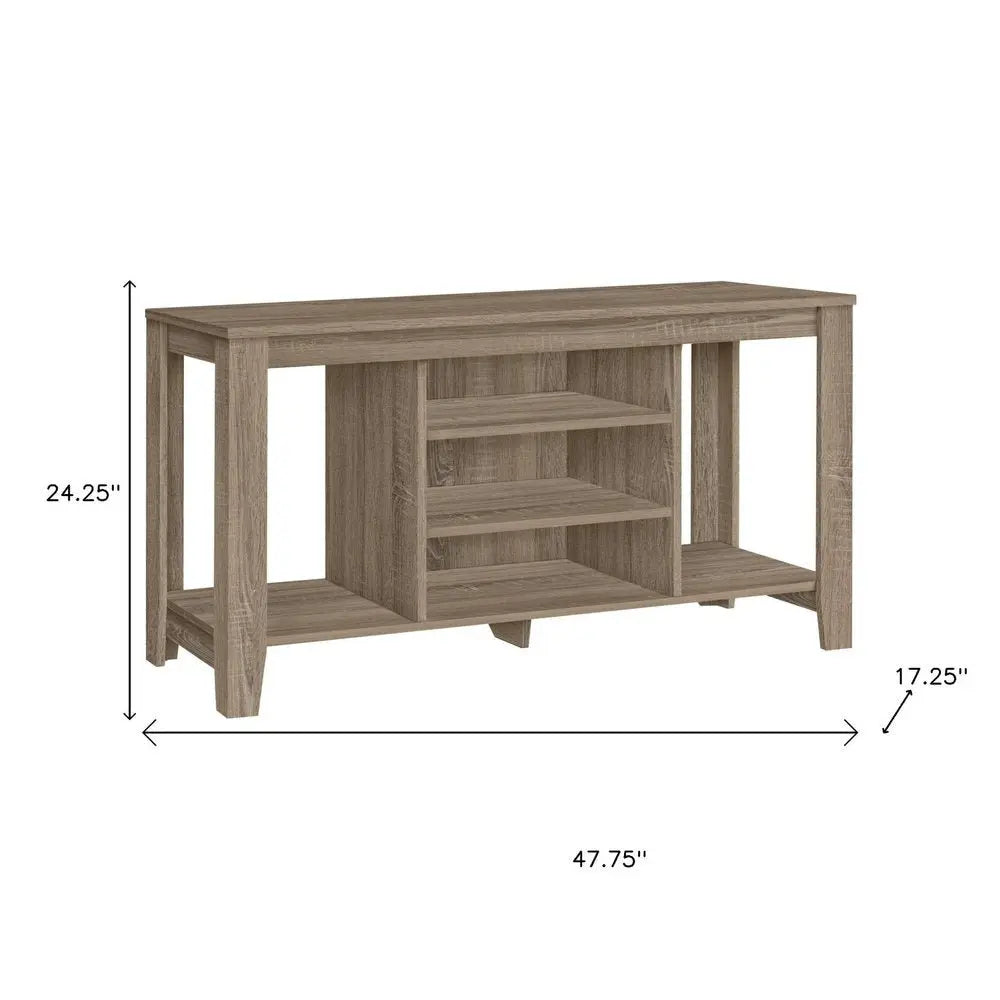 48" Taupe Wood Open Shelving TV Stand - NOVA HOME FURNITURE