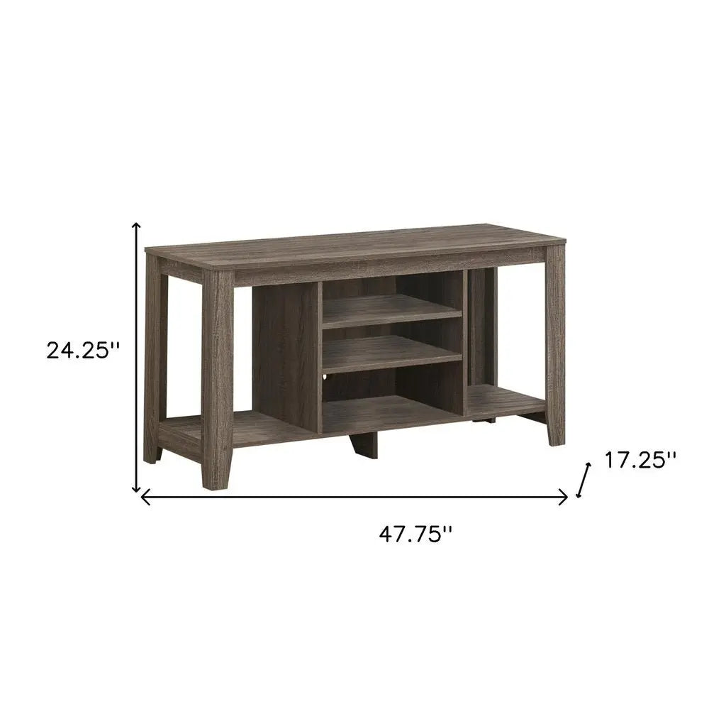 48" Taupe Wood Open Shelving TV Stand - NOVA HOME FURNITURE