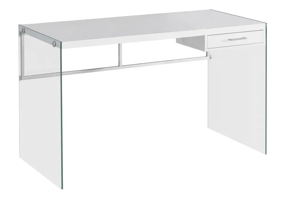48" White and Clear Computer Desk - NOBLE HOME INTERIORS