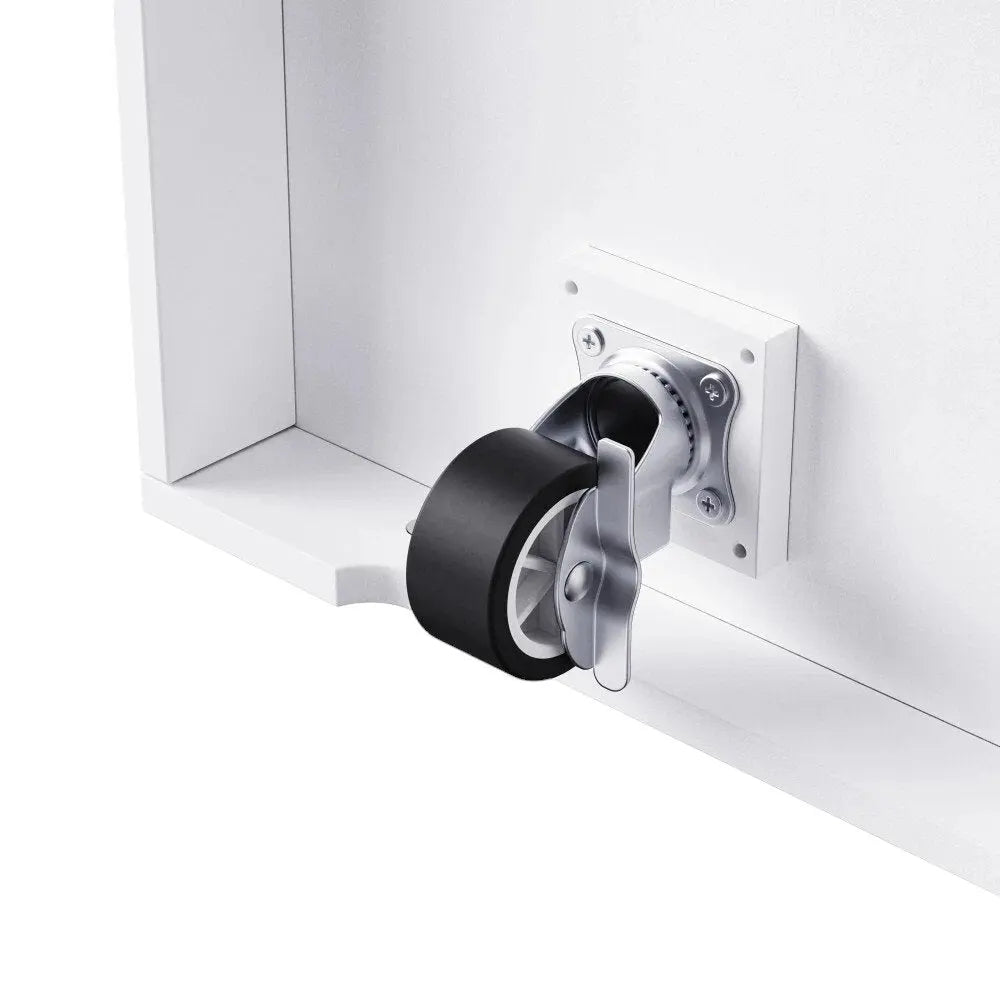 48" White Wood Barn Door Rolling Kitchen Island With Storage With USB - NOVA HOME FURNITURE