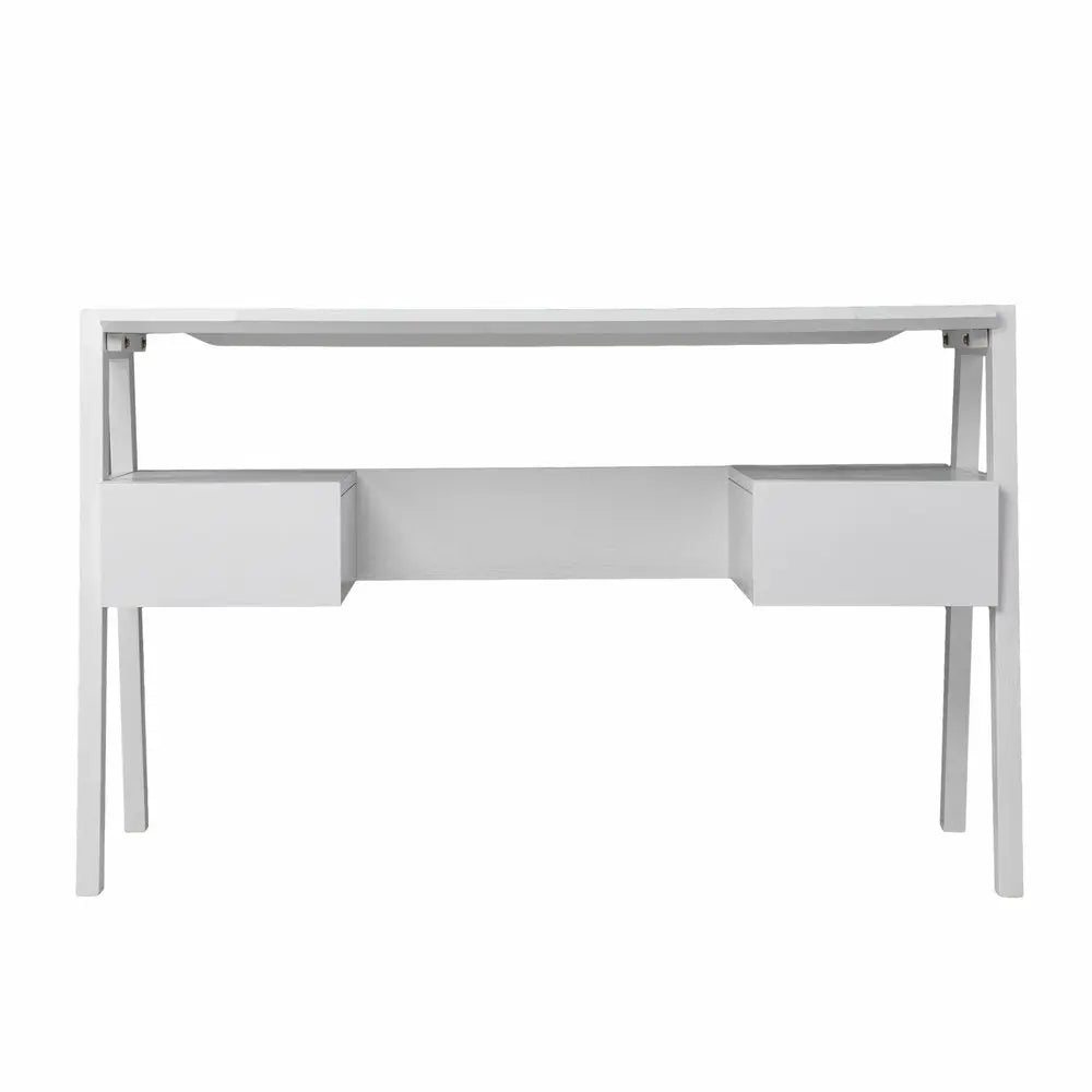 48" White Writing Desk With Two Drawers - NOBLE HOME INTERIORS