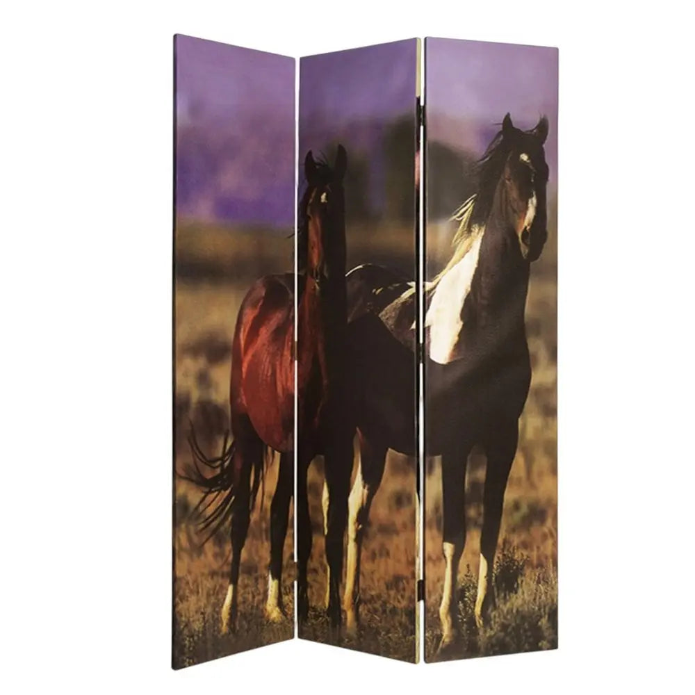 48" X 72" Multi Color Canvas Screen With Nurturing Mare - NOBLE HOME INTERIORS