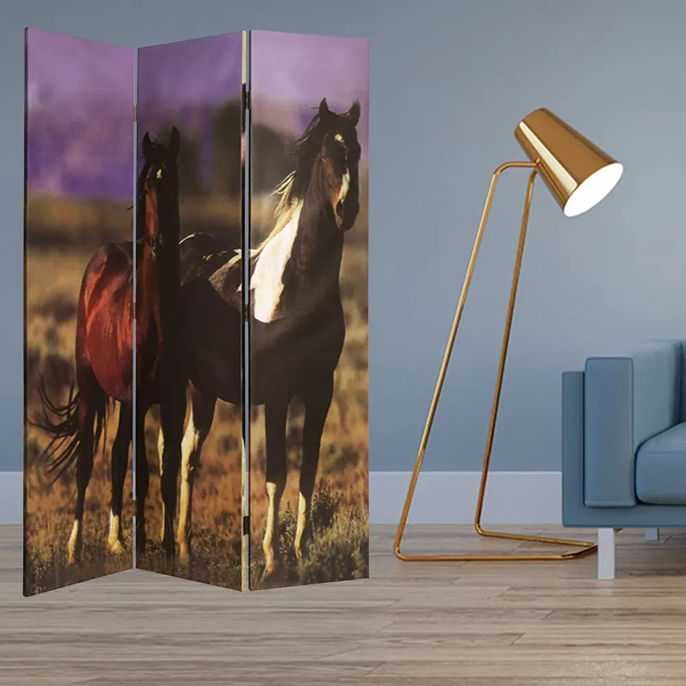 48" X 72" Multi Color Canvas Screen With Nurturing Mare - NOBLE HOME INTERIORS